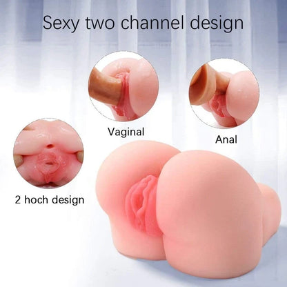Round & Plump,3 in 1 Realistic Handheld Sex Doll  – TPE Male Masturbator