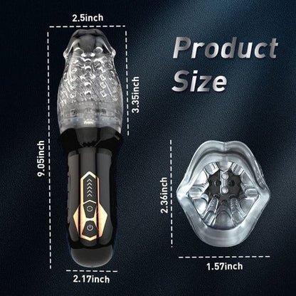TORNADO -5 Rotating + 10 Vibrating Transparent Sleeve Oral Sex Cup