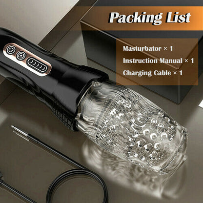 TORNADO -5 Rotating + 10 Vibrating Transparent Sleeve Oral Sex Cup