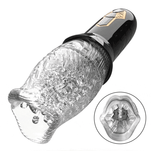 TORNADO -5 Rotating + 10 Vibrating Transparent Sleeve Oral Sex Cup