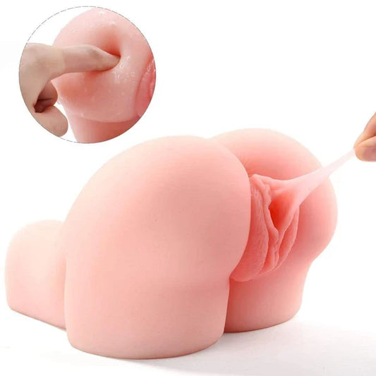 Round & Plump,3 in 1 Realistic Handheld Sex Doll  – TPE Male Masturbator